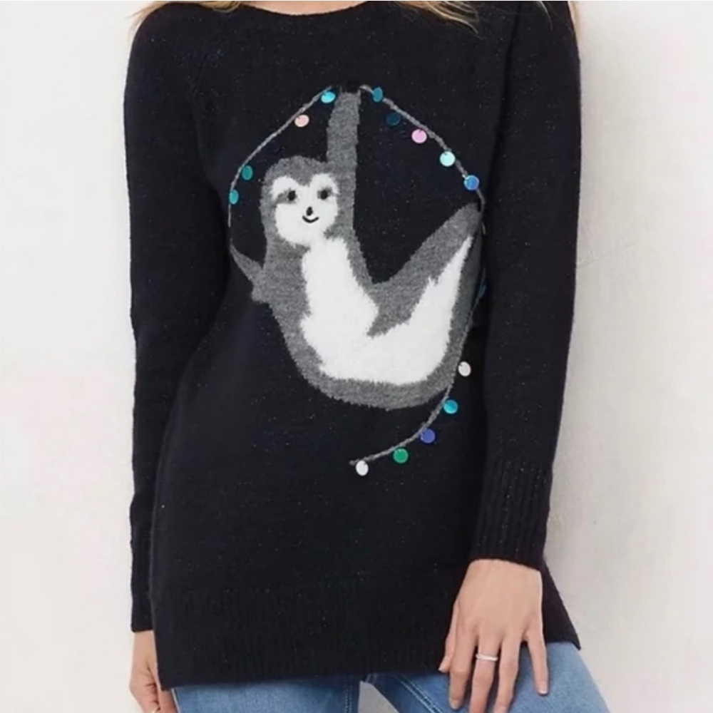 LAUREN CONRAD Festive Sloth Tunic Sweater PLUS Sz XXL